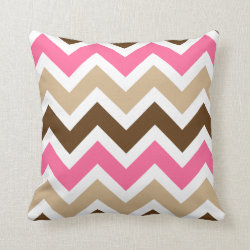 Pink, Tan, and Brown Chevron Pattern Pillows