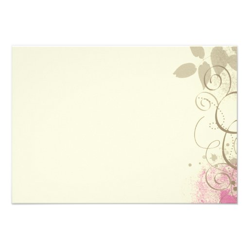 Pink Tan Grunge Swirls Leaves Response Cards Announcement