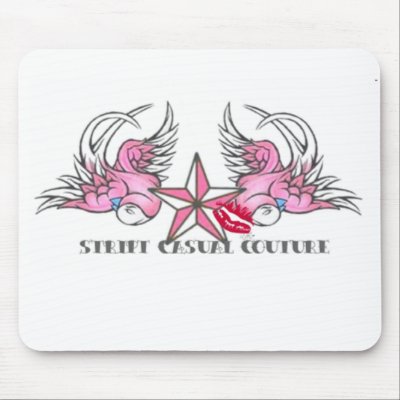 Pink Tattoo Bird Merchandise Mouse Pad by Stript