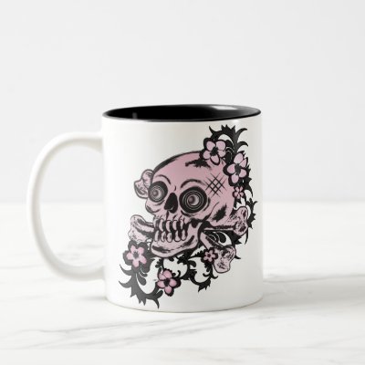 pink tattoo. Pink Tattoo Skull Coffee Mug by bonesofsociety