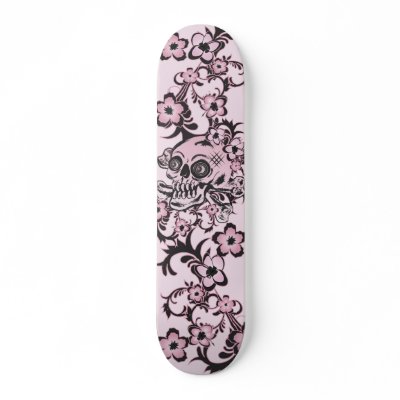 pinks tattoo. Pink Tattoo Skull Skate Deck