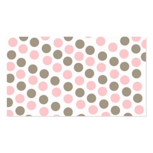 Pink & Taupe Polka Dot Play date card Business Card (back side)