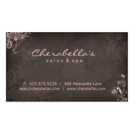 Pink Taupe Salon Spa Floral business card (back side)