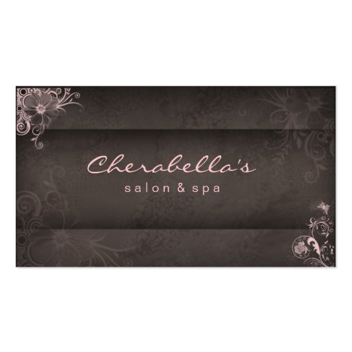 Pink Taupe Salon Spa Floral business card (front side)