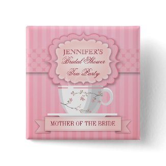Pink Tea Party Bridal Shower Button zazzle_button