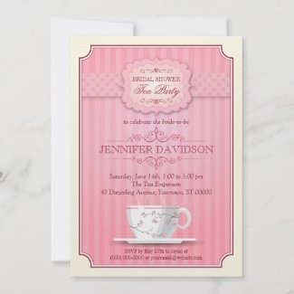 Pink Tea Party Bridal Shower Invitation