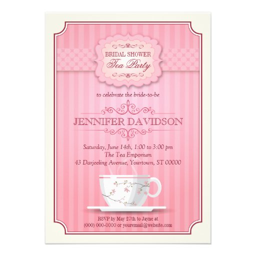 Pink Tea Party Bridal Shower Invitation