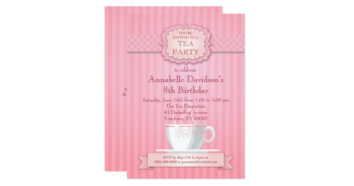 Pink Tea Party Invitation 