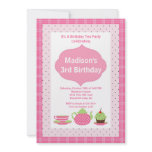 Pink Tea Party Photo Birthday Party Invitation
