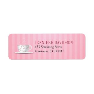 Pink Tea Party Return Address Label zazzle_label
