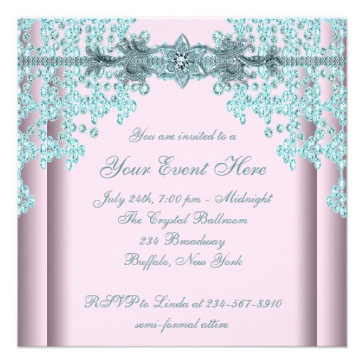 Pink Teal Blue Black Tie Party Announcement