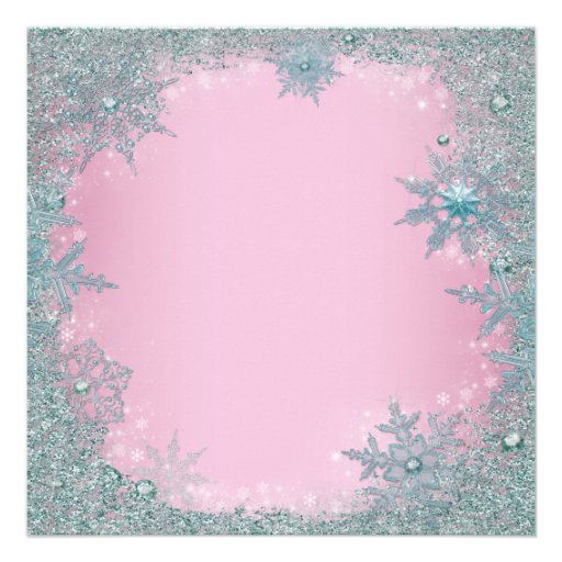 Pink Teal Blue Snowflake Christmas Party Personalized Invites
