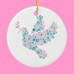 Pink & Teal DOVE/RIBBON ornament ornaments