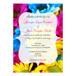 Pink Teal Gerber Daisy Flowers Wedding Invitations
