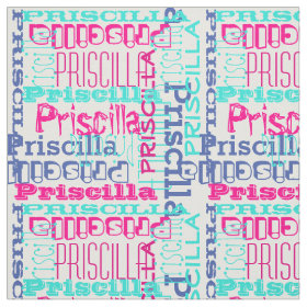 Pink Teal Name Modern Personalized Collage Girls Fabric
