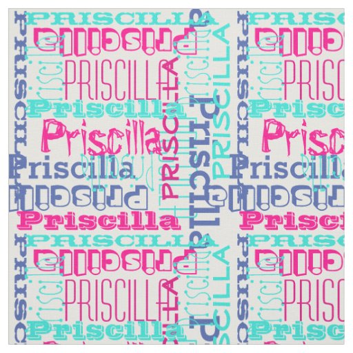 Pink Teal Name Modern Personalized Collage Girls Fabric ...