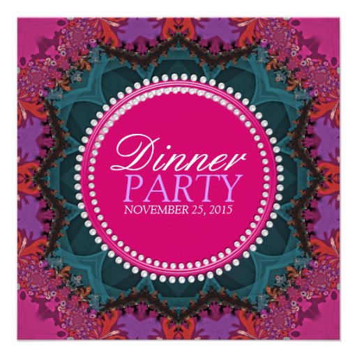Pink Teal Pretty Ladies  Dinner Party Invitation
