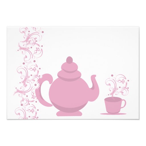Pink Teapot and Daisy Recipe Cards Invitation