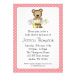 Pink Teddy Bear Blocks Baby Shower Invitations