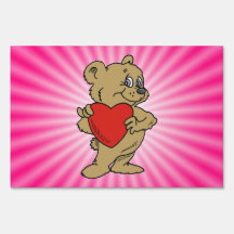 Pink Teddy Bear Lawn Sign