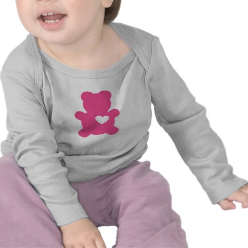 Pink Teddy Bear with White Heart Infants T-shirt shirt