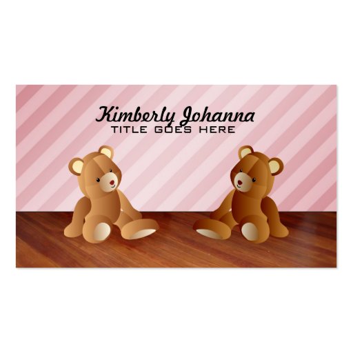 Pink Teddy Bears Business Cards (front side)