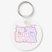 Pink Text I'm the New Sister keychains