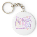 Pink Text I'm the New Sister Keychain