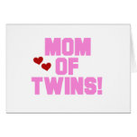 Pink Text Mom of Twins Greeting Card