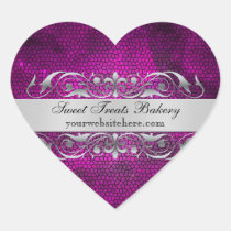 Pink Texture Heart Cupcake Baking Label Sticker
