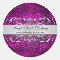 Pink Texture Scroll Cupcake Baking Label Sticker