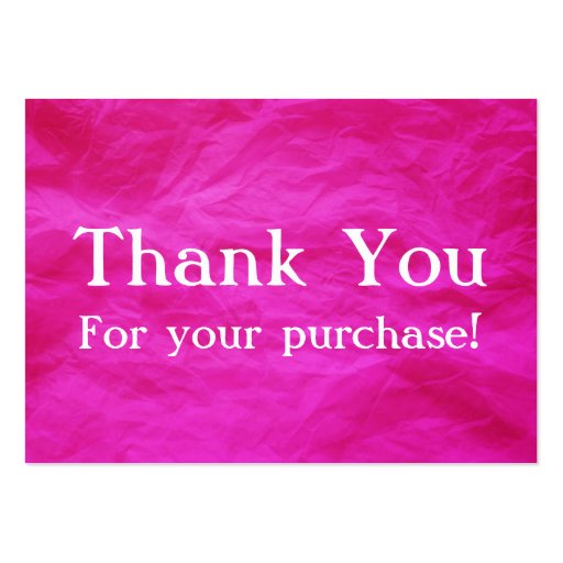 Pink Thank You For your Purchase Cards Business Card Templates (front side)