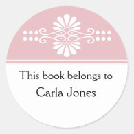 Pink This Book Belongs To Labels Sticker