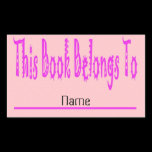 Pink This Book Belongs To Sticker stickers