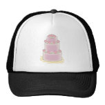pink three layer cake mesh hat
