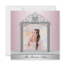 Pink Tiara Pink Photo Quinceanera Invitations