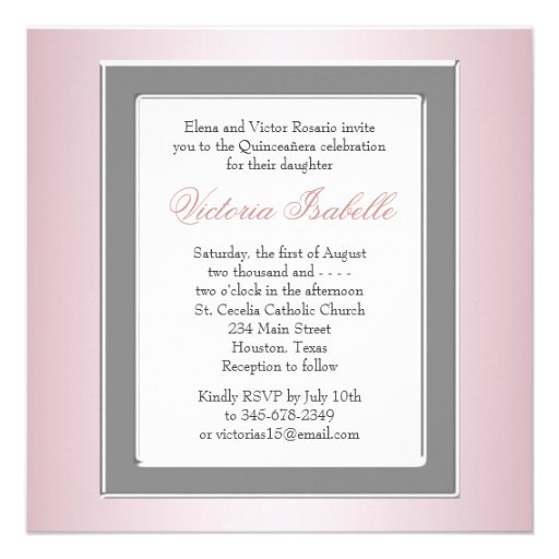 Pink Tiara Pink Photo Quinceanera Invitations
