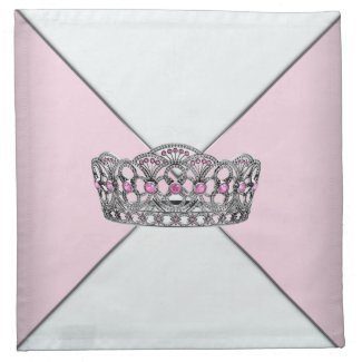 Pink Tiara Pink Princess Cloth Cocktail Napkins