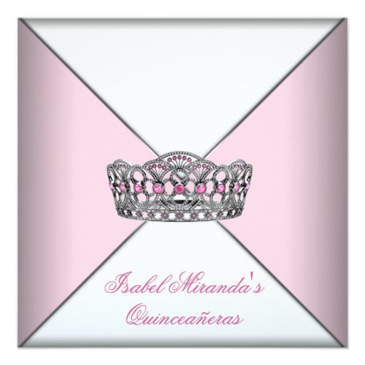 Pink Tiara Quinceanera 15th Birthday Party Personalized Invite
