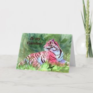 Pink Tiger aceo, Be myValentine! card