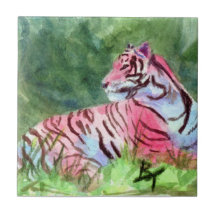 Pink Tiger aceo Tile