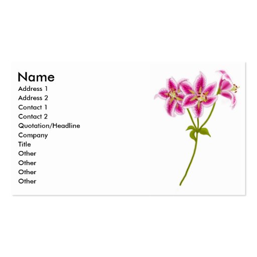 Pink Tiger Lily Business Card