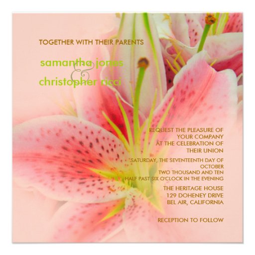 Pink tiger lily/wedding Invitations