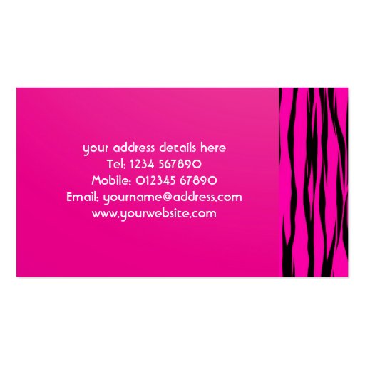 Pink Tiger Print Design Business Card (back side)