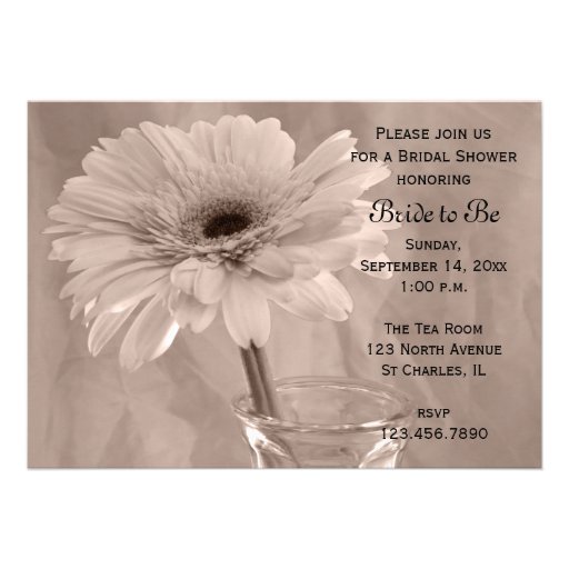 Pink Tinted Daisy Bridal Shower Custom Invitation