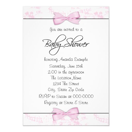 Pink Toile Baby Shower Announcement Card