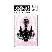 Pink Toile Chandelier Postage Stamps