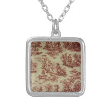Pink Toile Personalized Necklace