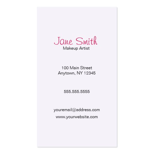 Pink-tone Makeup Artist Business Card (back side)