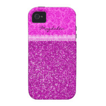 Pink Tones Glitter Damasks & Vintage Lace iPhone 4/4S Cases